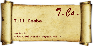 Tuli Csaba névjegykártya